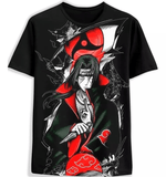 camiseta itachi em preto e vermelho