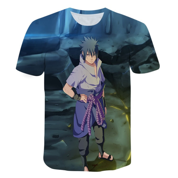 Camiseta masculina Sasuke azul, Naruto